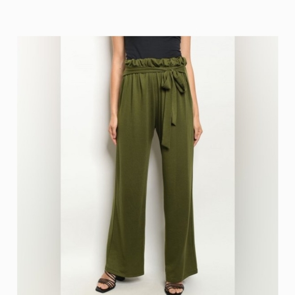 Wild Luxe Pants - Wild Luxe paper bag waist wide leg palazzo lounge pants size large